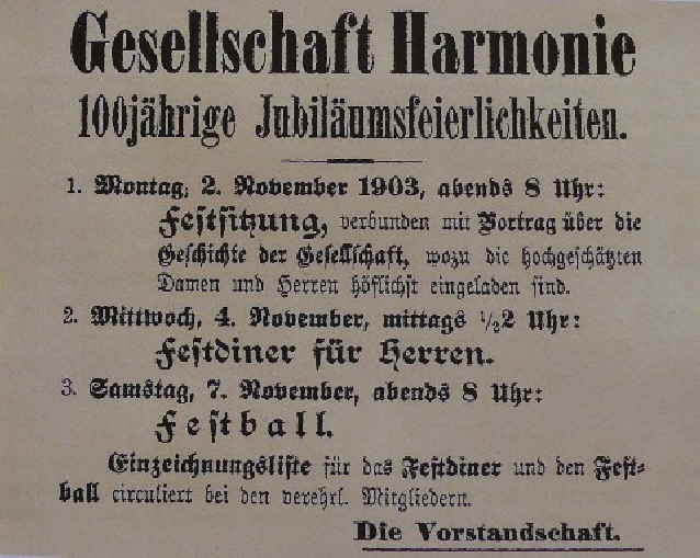 100 Jahre Gesellschaft Harmonie e.V. Bayreuth